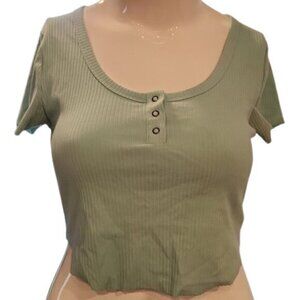 [Wild Fable] Green Short Sleeve Crop Top - Size XL